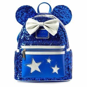 Loungefly Disney Blue and Silver Stars Sequin Mini Backpack